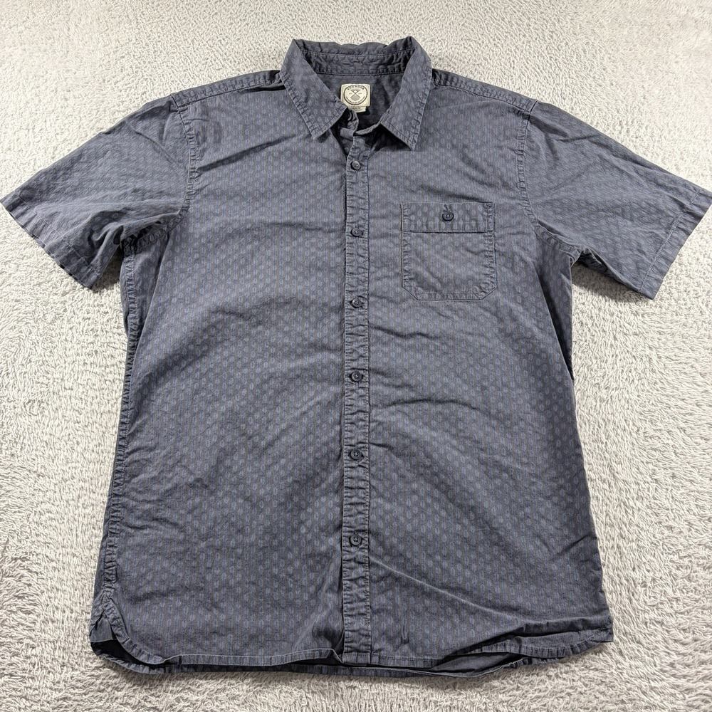 Voyager Pattern Shirt Mens Medium Blue Button Down‎ Short Sleeve